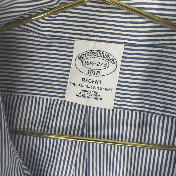 Brooks Brothers Pinstripe Blue White Button Down Shirt - Picture 7 of 8